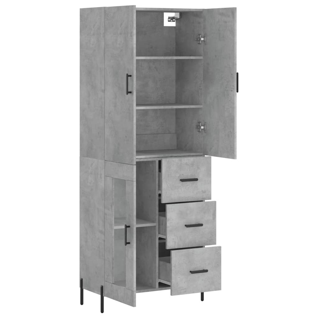 Highboard Concrete Grey 69.5x34x180 cm Engineered Wood