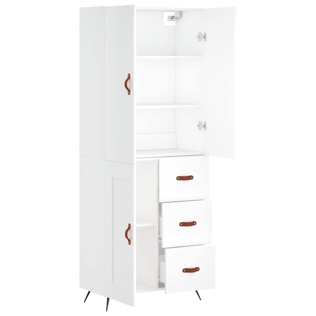 Highboard White 69,5x34x180 cm Engineered Wood
