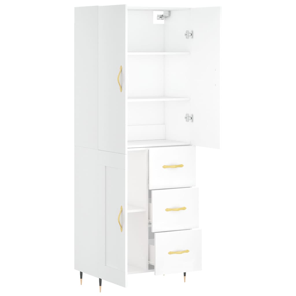Highboard White 69,5x34x180 cm Engineered Wood