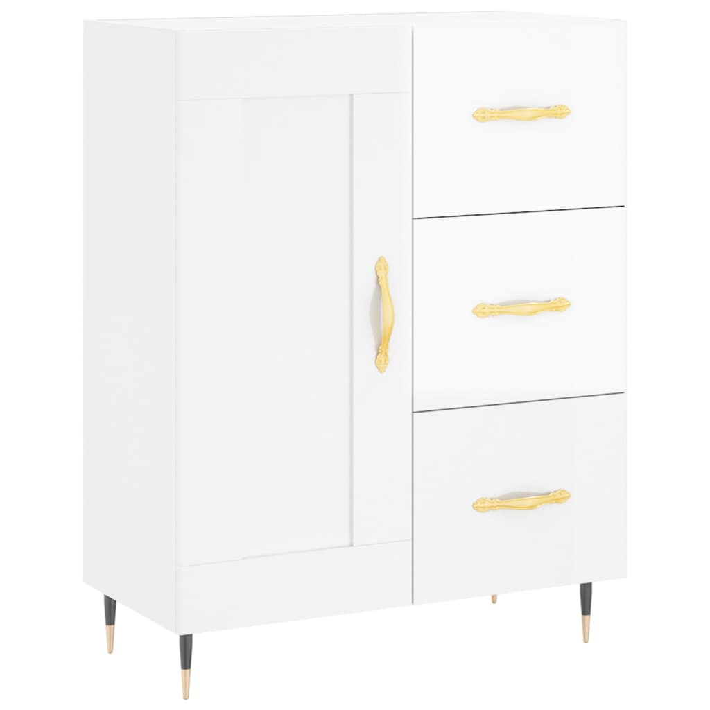 vidaXL Highboard High Gloss White 69.5x34x180 cm Engineered Wood