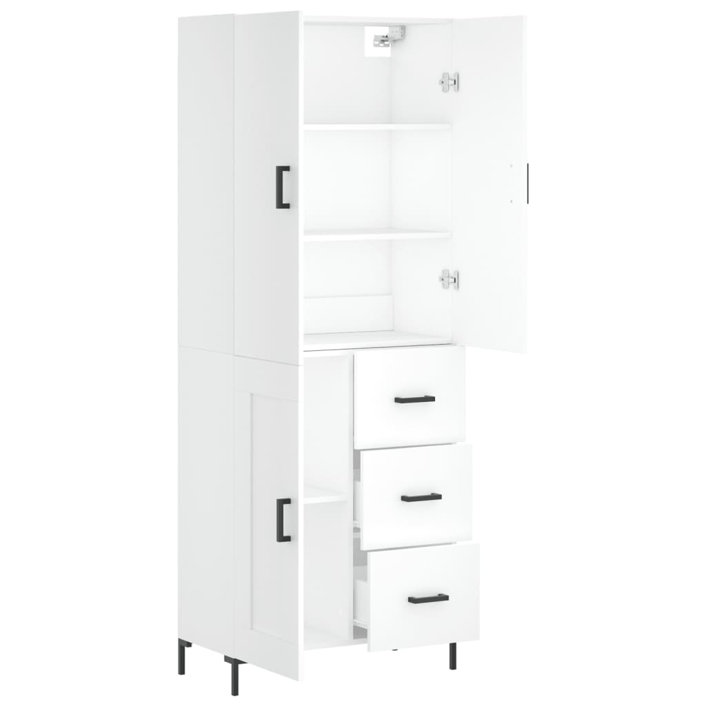 Highboard White 69,5x34x180 cm Engineered Wood