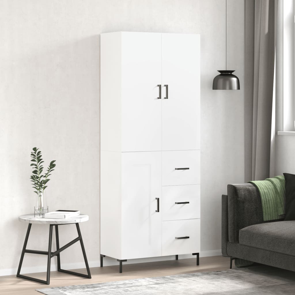 Highboard White 69,5x34x180 cm Engineered Wood