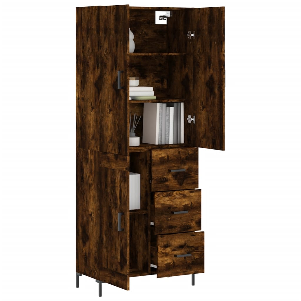 Highboard Smoked Oak 69.5x34x180 cm Engineered Wood