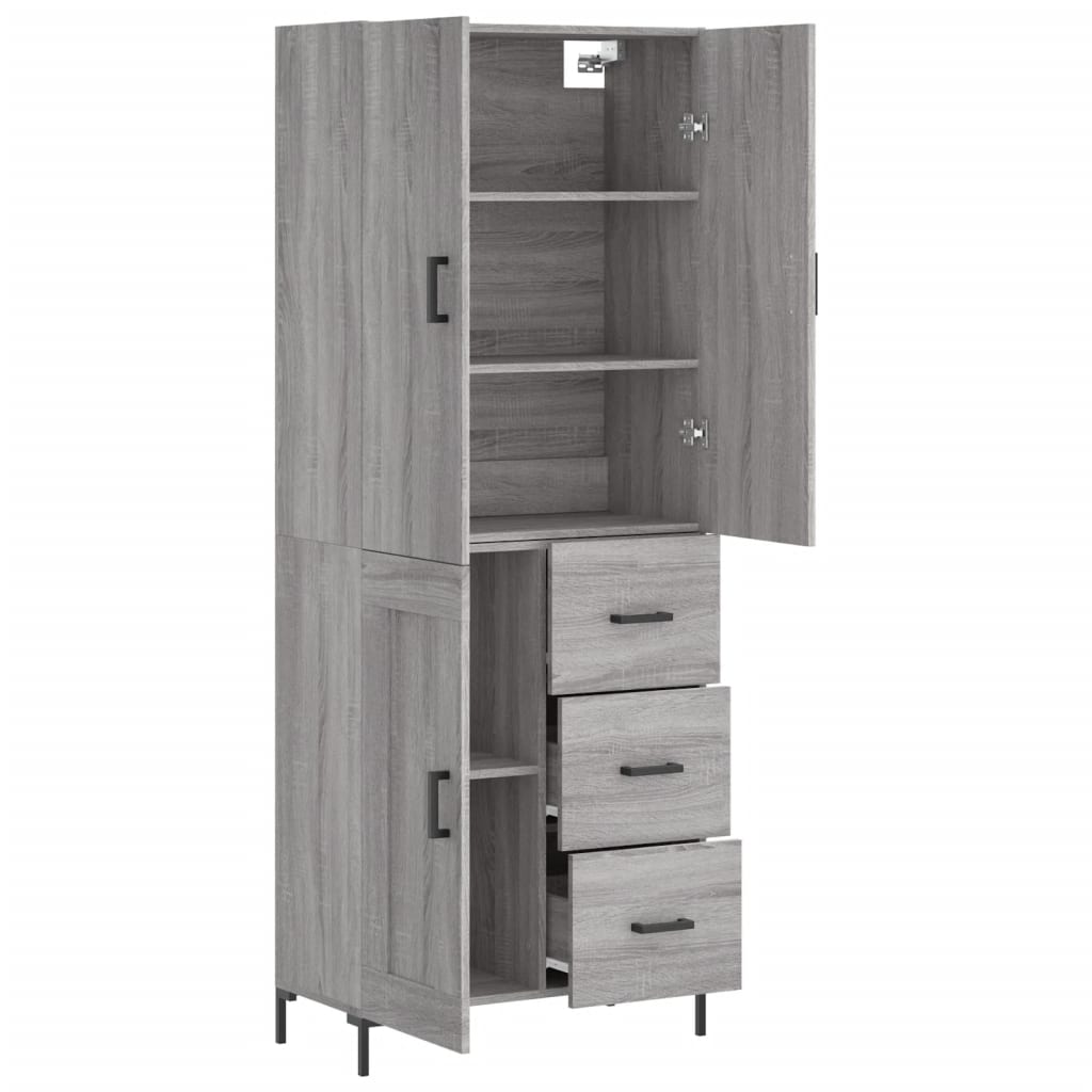 Highboard Grey Sonoma 69,5x34x180 cm Engineered Wood