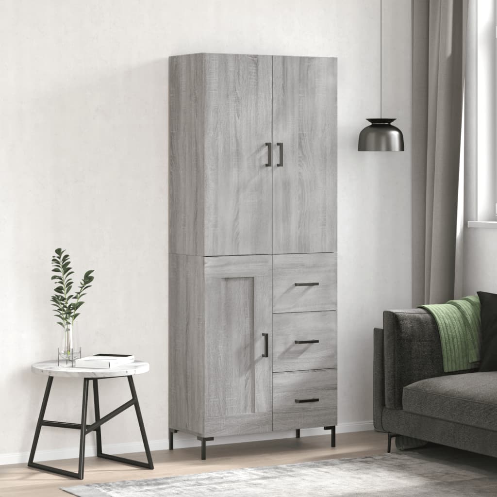 Highboard Grey Sonoma 69,5x34x180 cm Engineered Wood