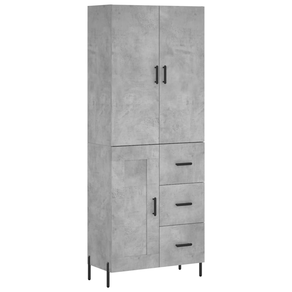 vidaXL Highboard Concrete Grey 69.5x34x180 cm Engineered Wood