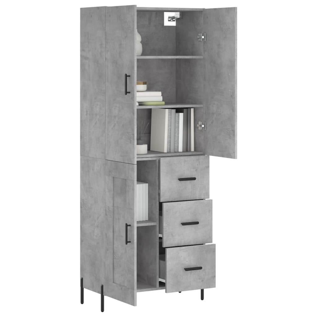 vidaXL Highboard Concrete Grey 69.5x34x180 cm Engineered Wood