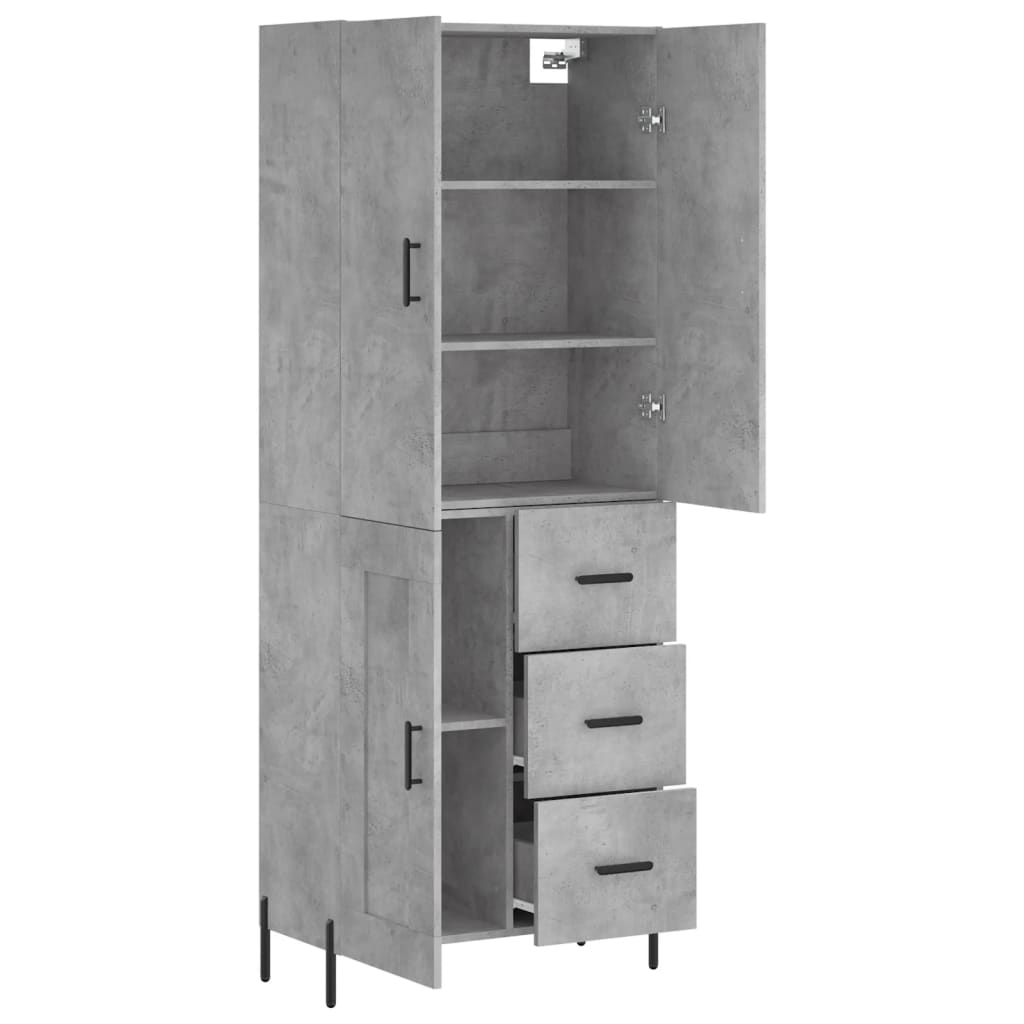 vidaXL Highboard Concrete Grey 69.5x34x180 cm Engineered Wood