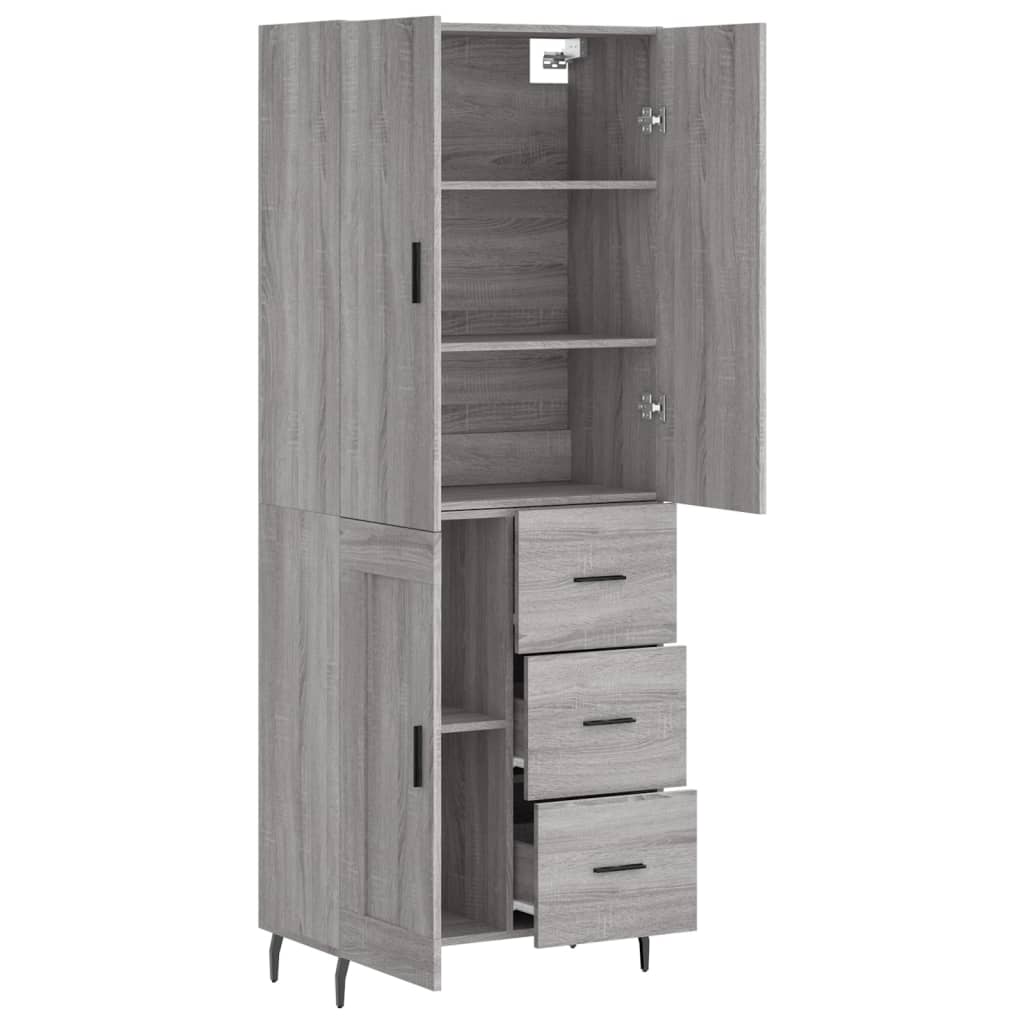 Highboard Grey Sonoma 69,5x34x180 cm Engineered Wood