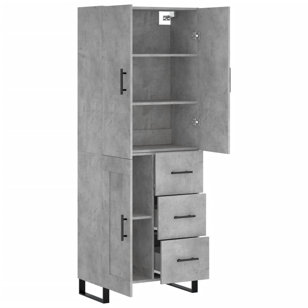 Highboard Concrete Grey 69,5x34x180 cm Engineered Wood
