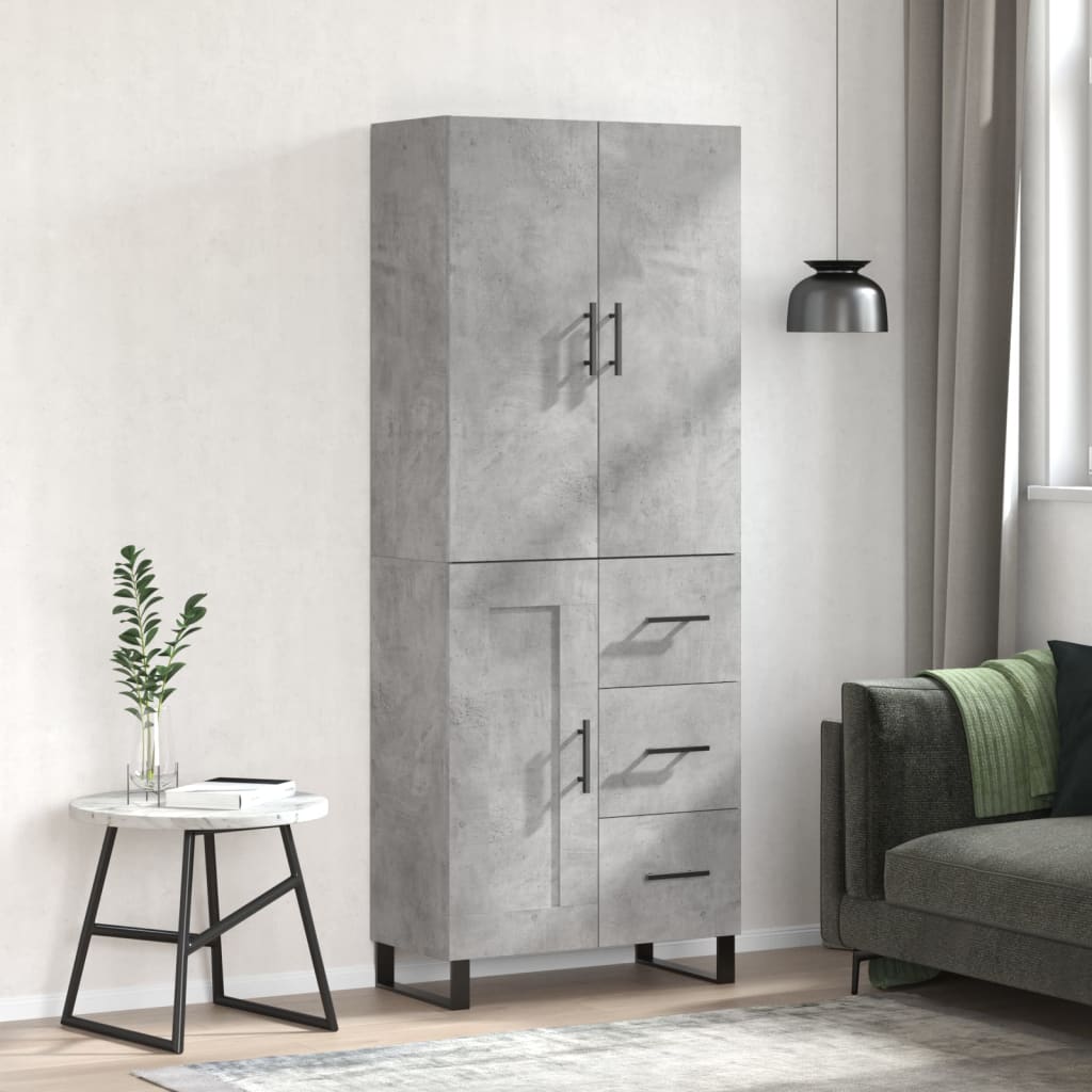 Highboard Concrete Grey 69,5x34x180 cm Engineered Wood