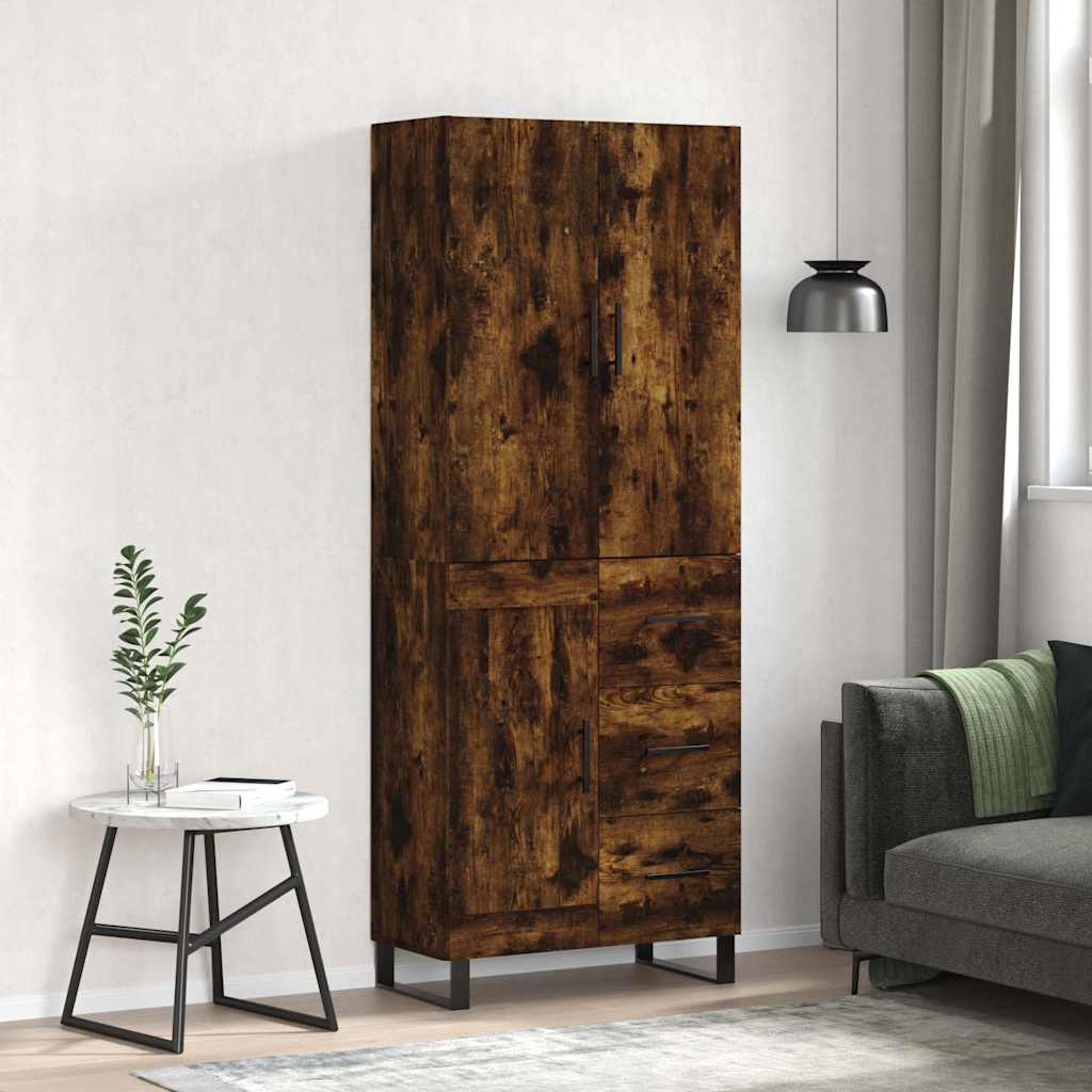 Highboard Smoked Oak 69,5x34x180 cm Engineered Wood