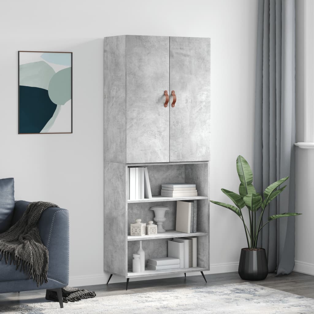 Highboard Concrete Grey 69,5x34x180 cm Engineered Wood