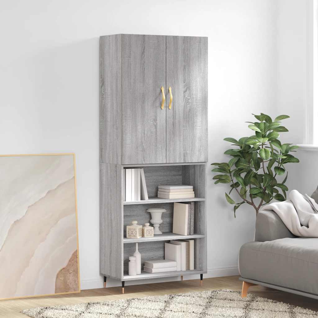 Highboard Grey Sonoma 69,5x34x180 cm Engineered Wood