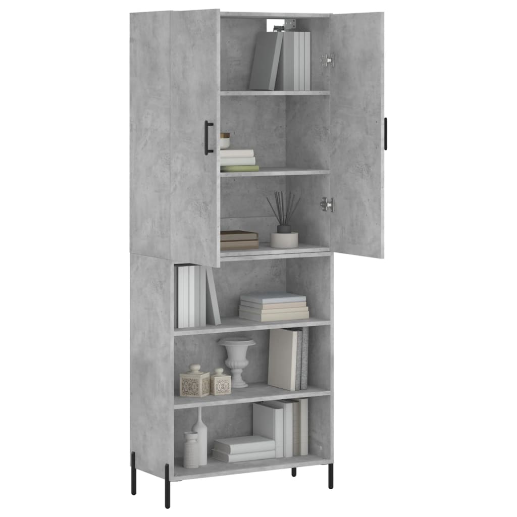 vidaXL Highboard Concrete Grey 69.5x34x180 cm Engineered Wood