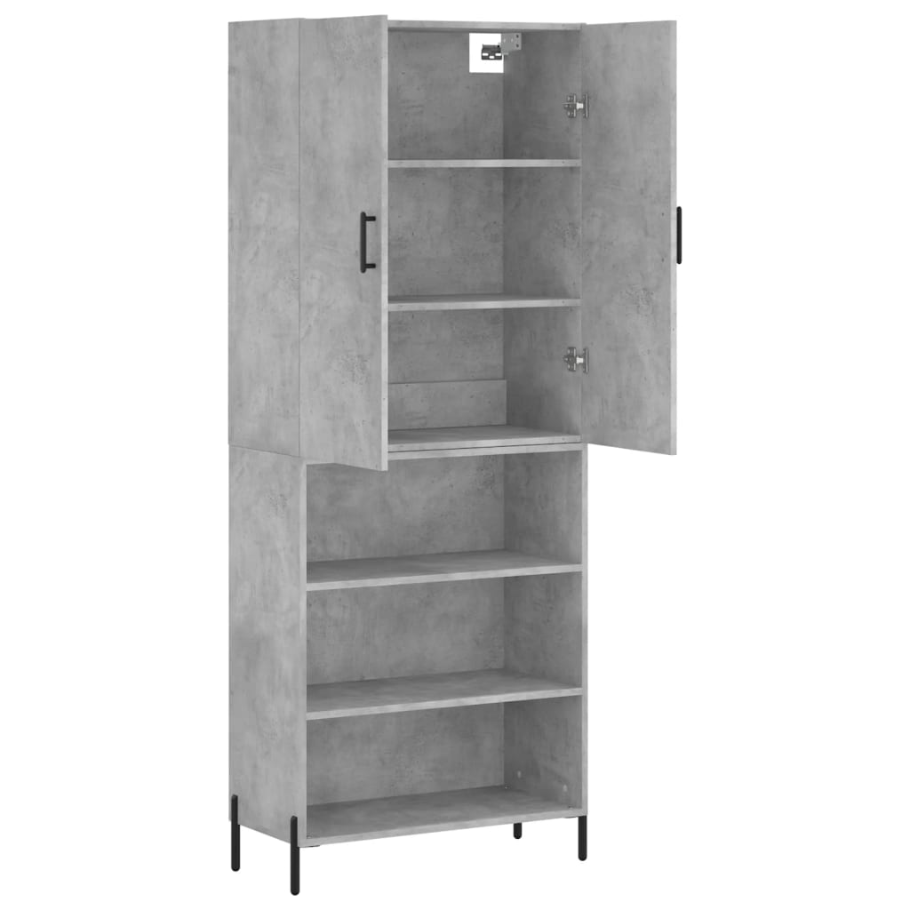 vidaXL Highboard Concrete Grey 69.5x34x180 cm Engineered Wood