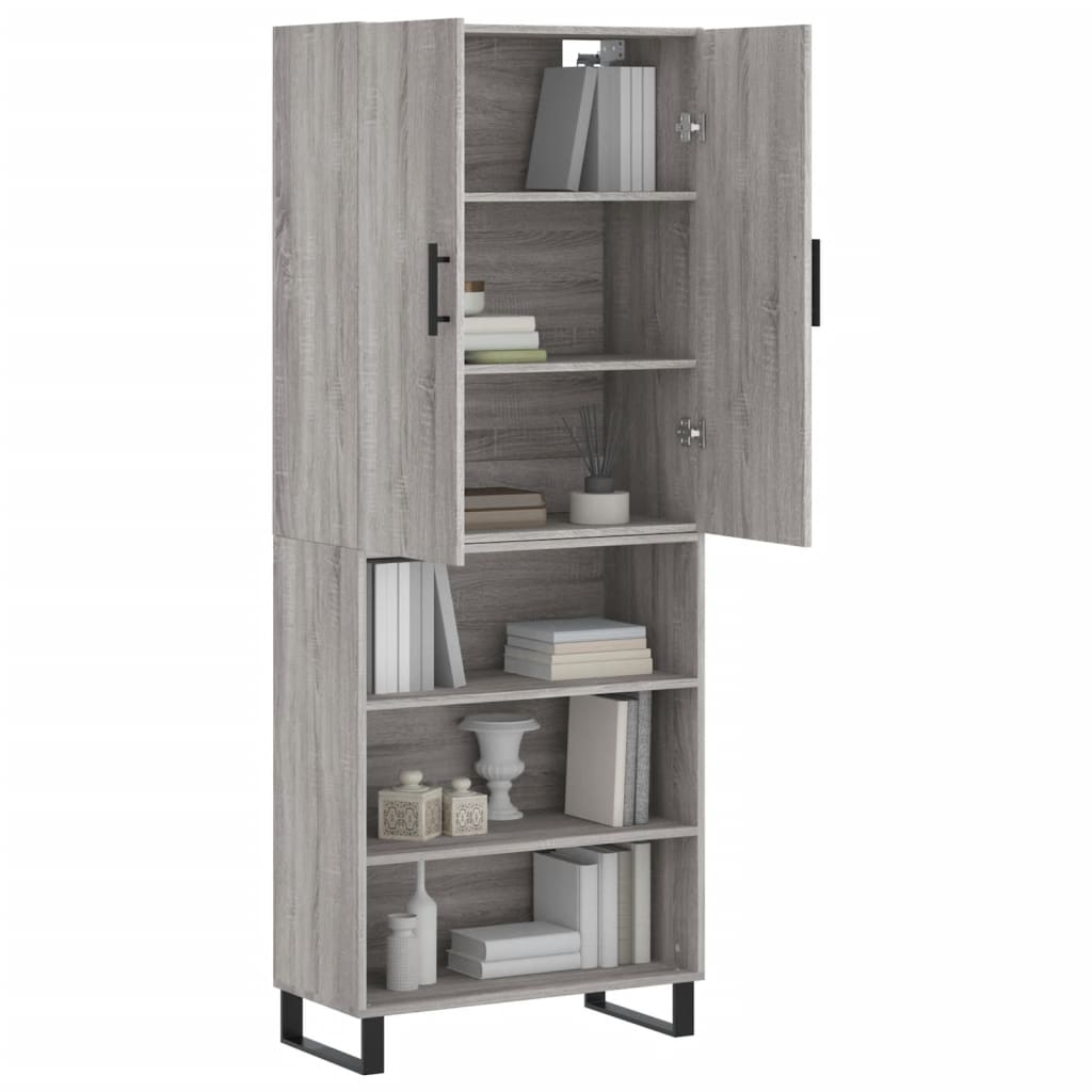 vidaXL Highboard Grey Sonoma 69.5x34x180 cm Engineered Wood