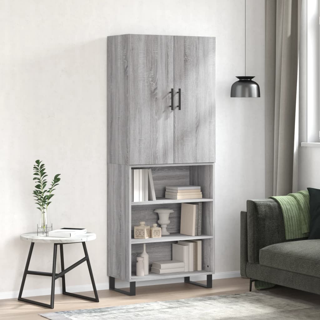 vidaXL Highboard Grey Sonoma 69.5x34x180 cm Engineered Wood