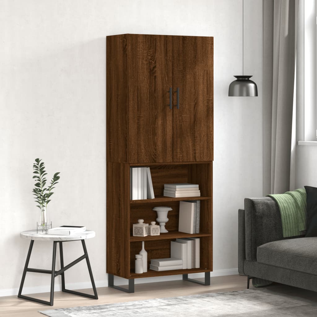 vidaXL Highboard Brown Oak 69.5x34x180 cm Engineered Wood