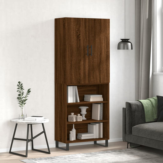 vidaXL Highboard Brown Oak 69.5x34x180 cm Engineered Wood