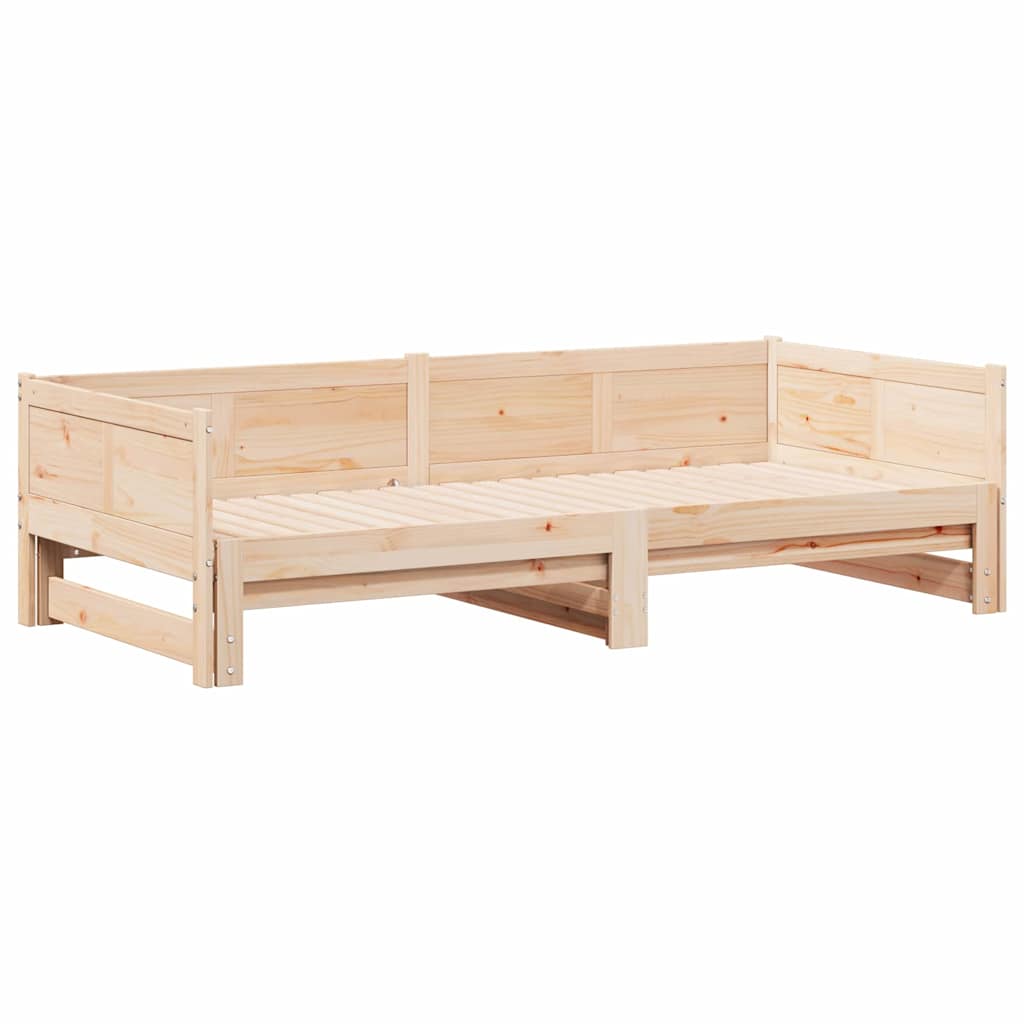 Pull-out Day Bed Brown 203.5 x 184 x 56.5 cm Solid Pine Wood