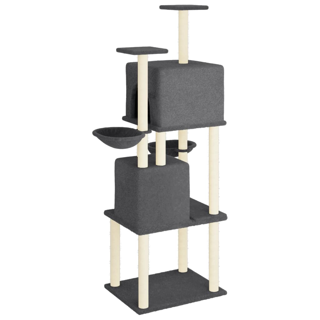 vidaXL Cat Tree with Sisal Scratching Posts Dark Grey 180 cm