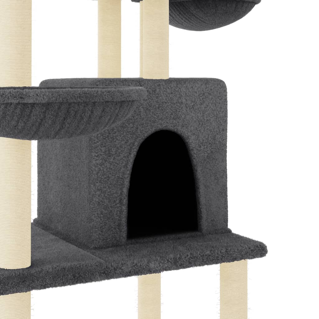 vidaXL Cat Tree with Sisal Scratching Posts Dark Grey 180 cm