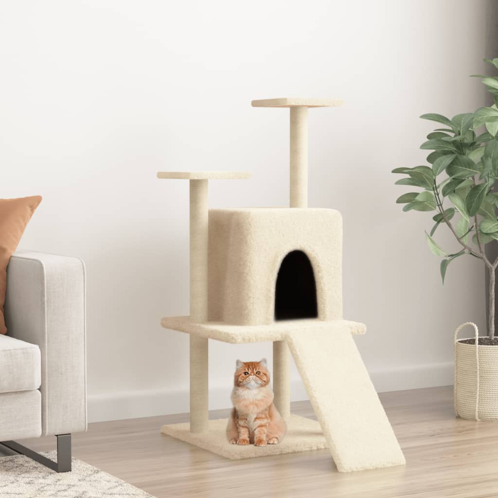 Cat Tree with Sisal Scratching Posts Cream 110 cm