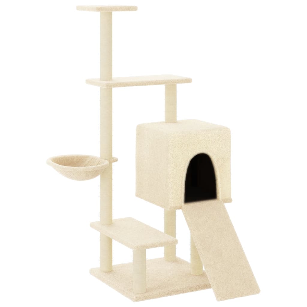 Cat Tree with Sisal Scratching Posts Cream 130.5 cm