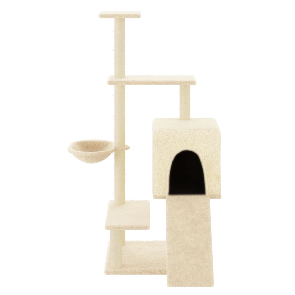 Cat Tree with Sisal Scratching Posts Cream 130.5 cm