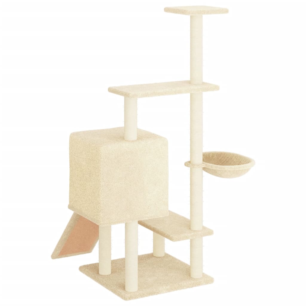 Cat Tree with Sisal Scratching Posts Cream 130.5 cm