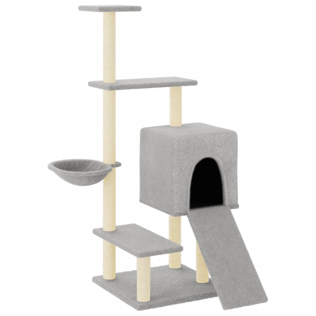 Cat Tree with Sisal Scratching Posts Light Grey 130.5 cm