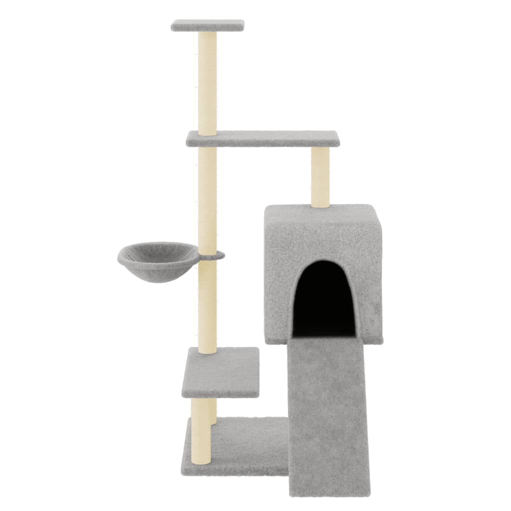 Cat Tree with Sisal Scratching Posts Light Grey 130.5 cm