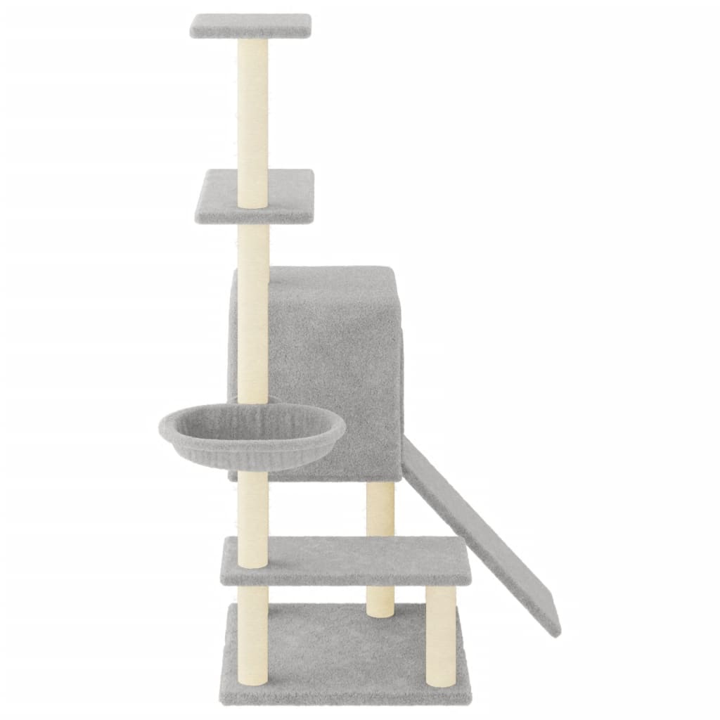 Cat Tree with Sisal Scratching Posts Light Grey 130.5 cm