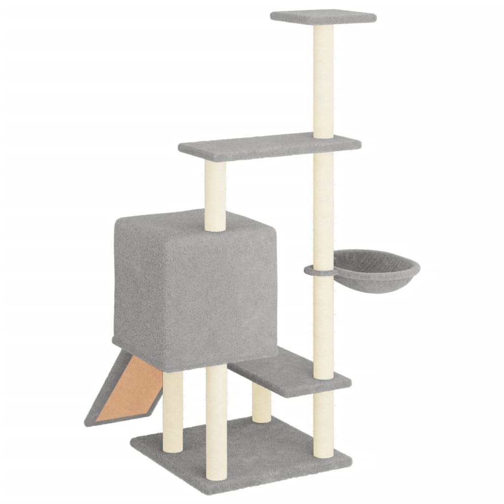 Cat Tree with Sisal Scratching Posts Light Grey 130.5 cm