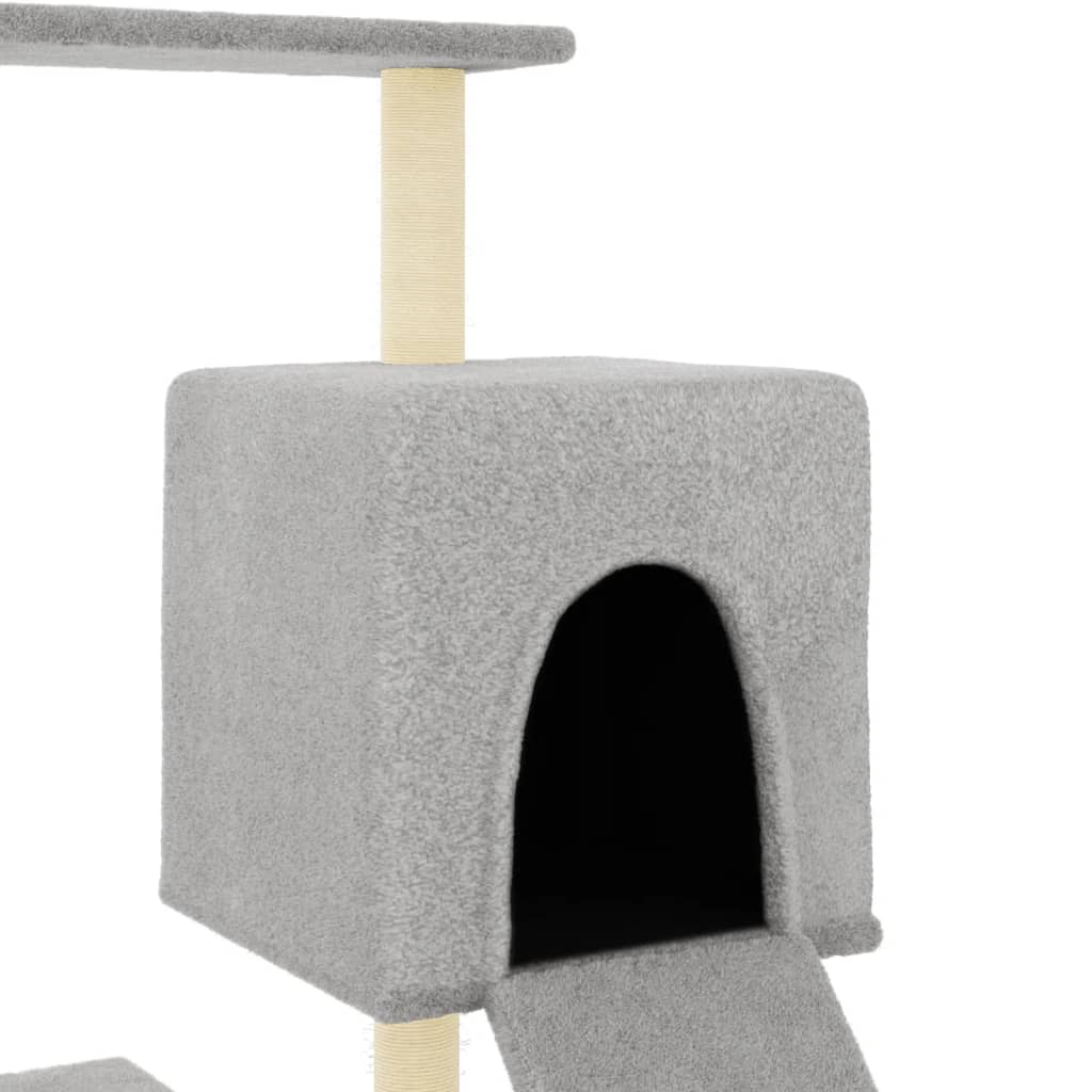 Cat Tree with Sisal Scratching Posts Light Grey 130.5 cm