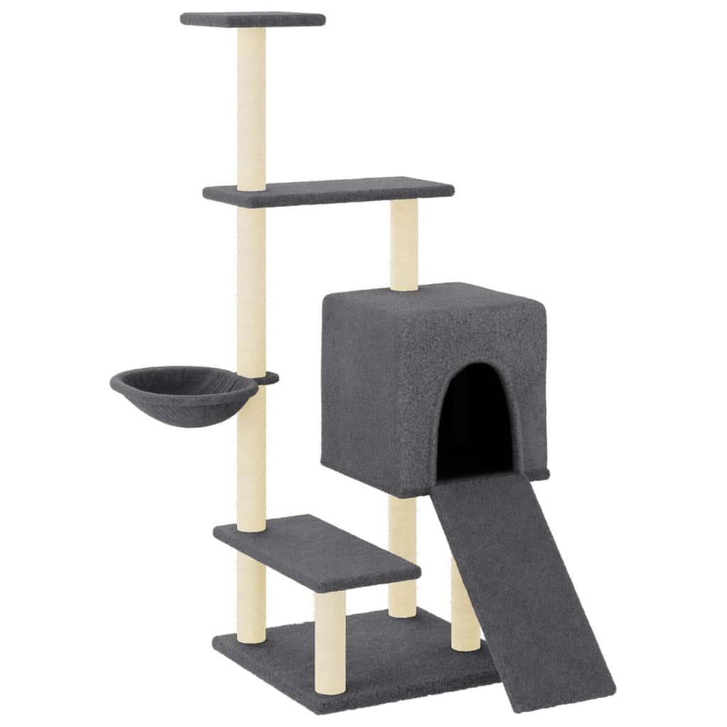 Cat Tree with Sisal Scratching Posts Dark Grey 130.5 cm