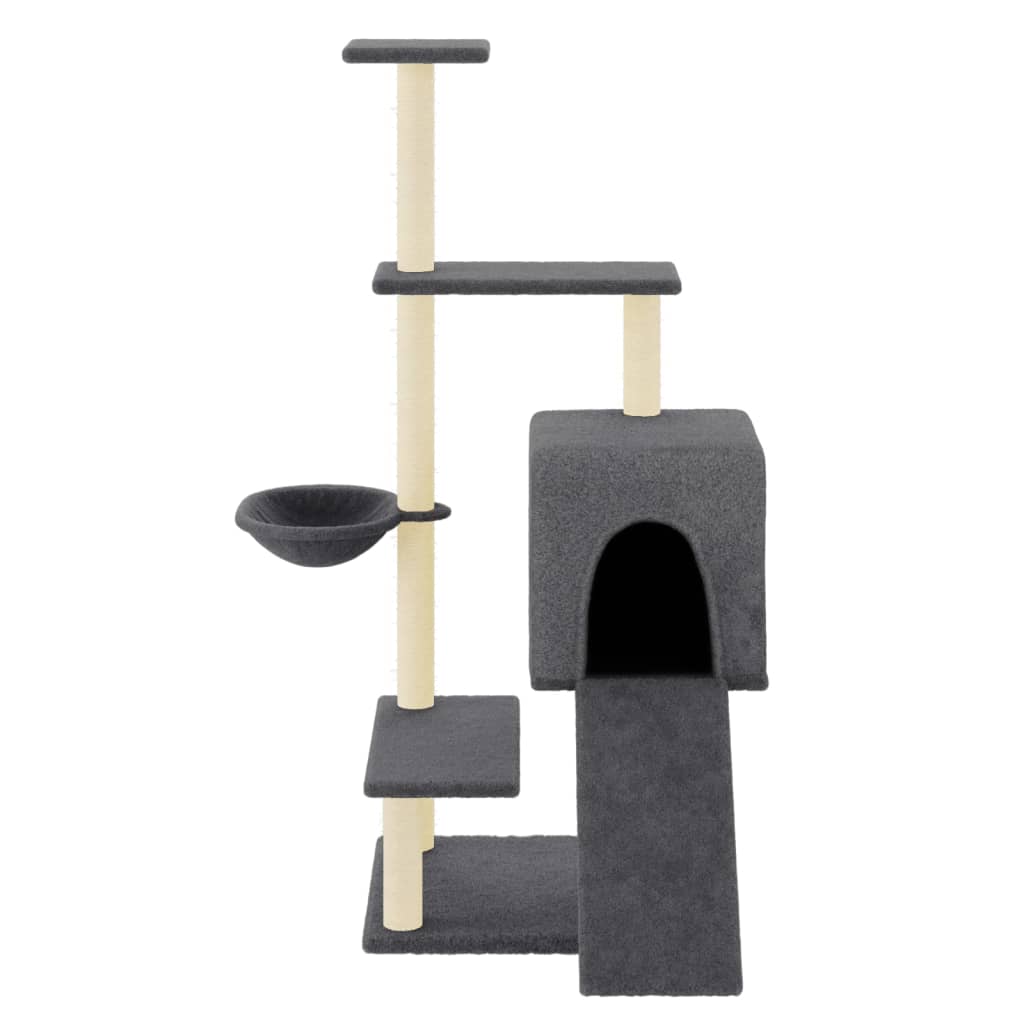 Cat Tree with Sisal Scratching Posts Dark Grey 130.5 cm