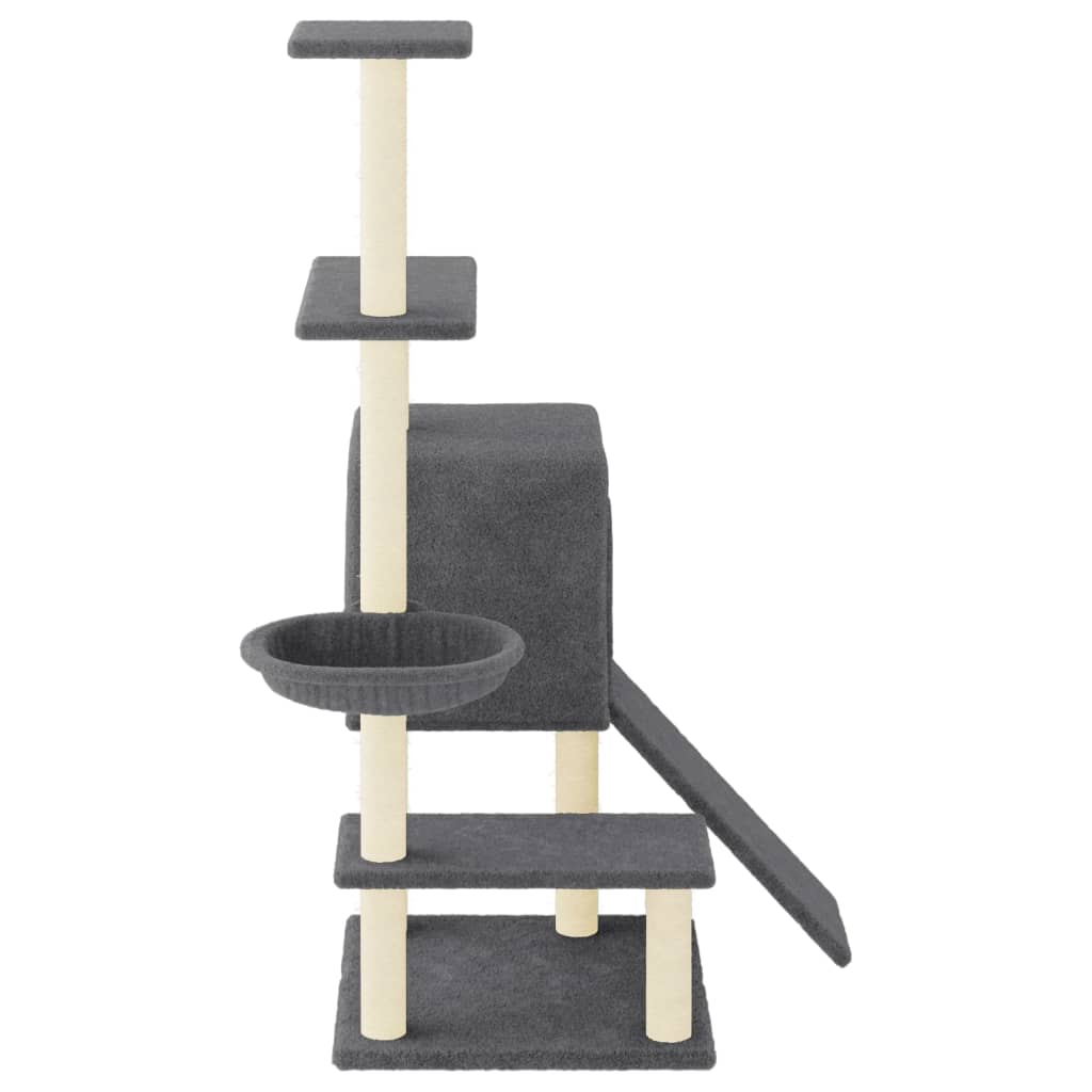 Cat Tree with Sisal Scratching Posts Dark Grey 130.5 cm