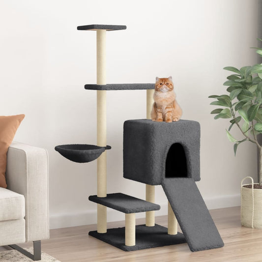 Cat Tree with Sisal Scratching Posts Dark Grey 130.5 cm