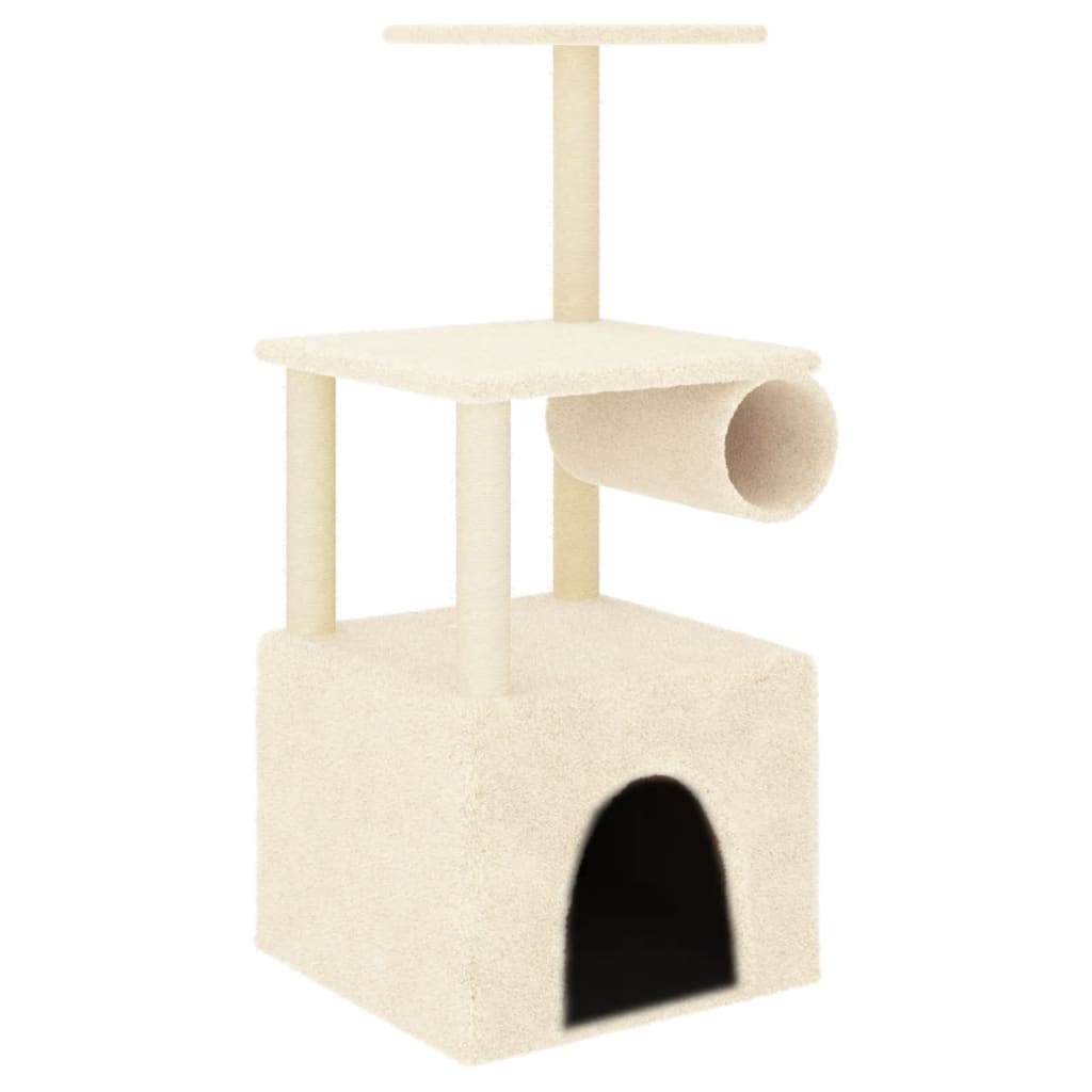 Cat Tree with Sisal Scratching Posts Cream 109.5 cm