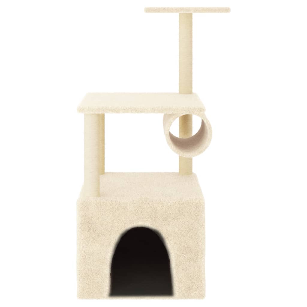 Cat Tree with Sisal Scratching Posts Cream 109.5 cm