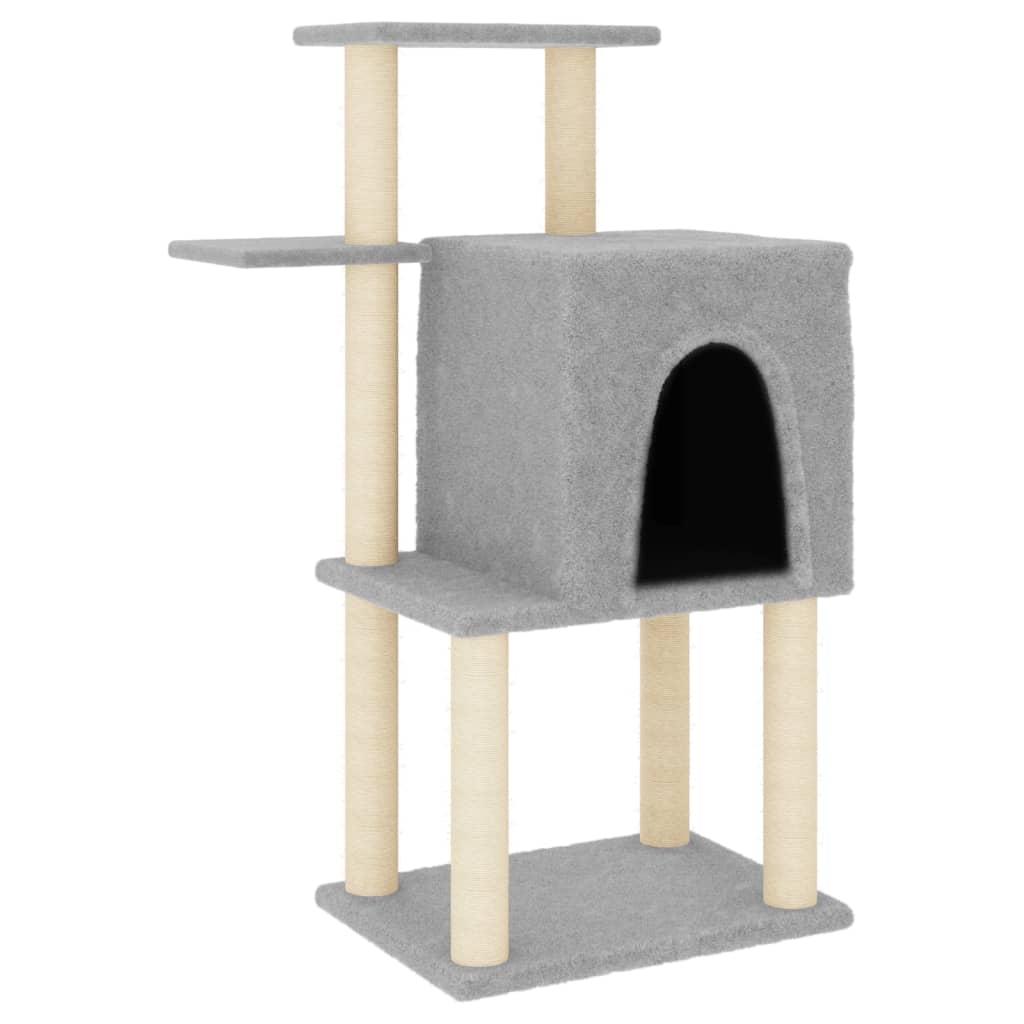 vidaXL Cat Tree with Sisal Scratching Posts Light Grey 97 cm