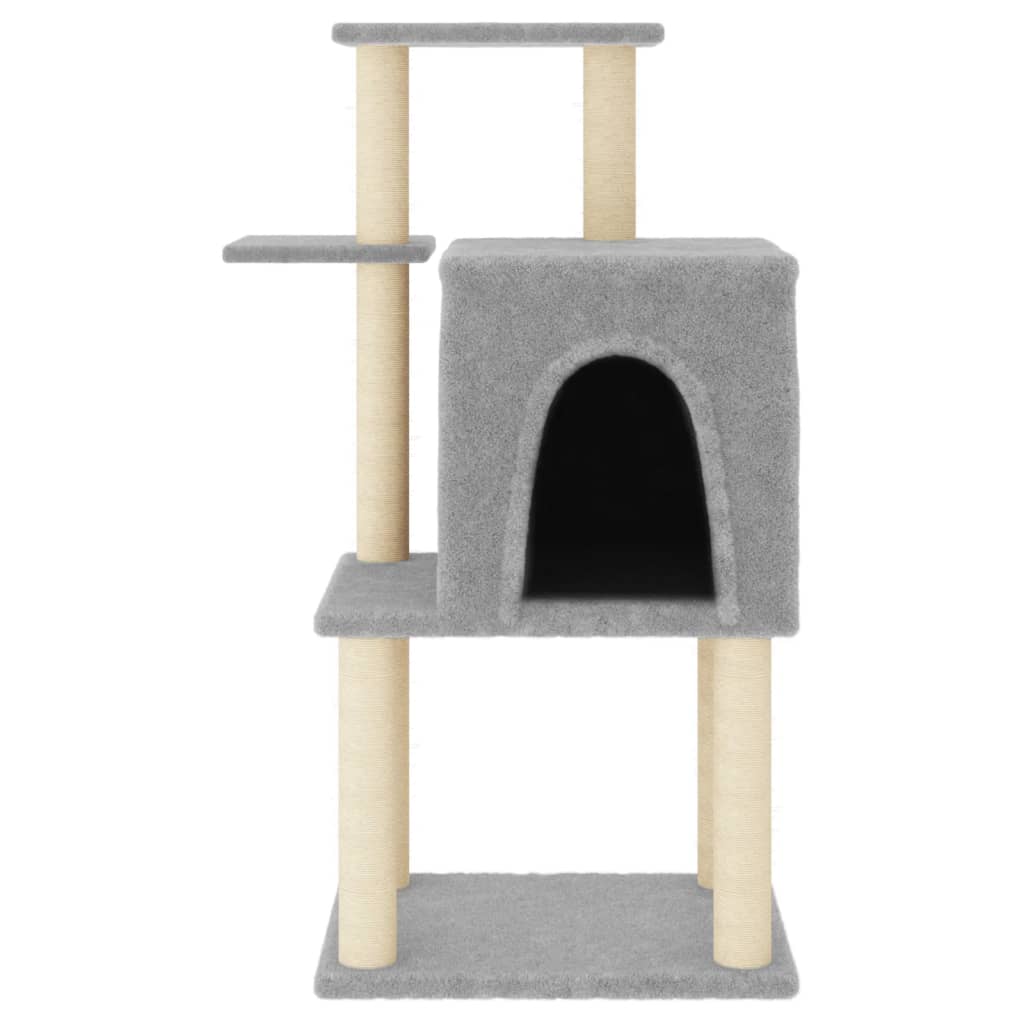 vidaXL Cat Tree with Sisal Scratching Posts Light Grey 97 cm