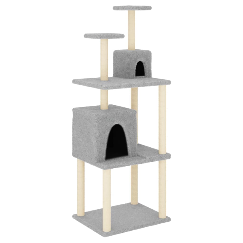 Cat Tree with Sisal Scratching Posts Light Grey 167 cm