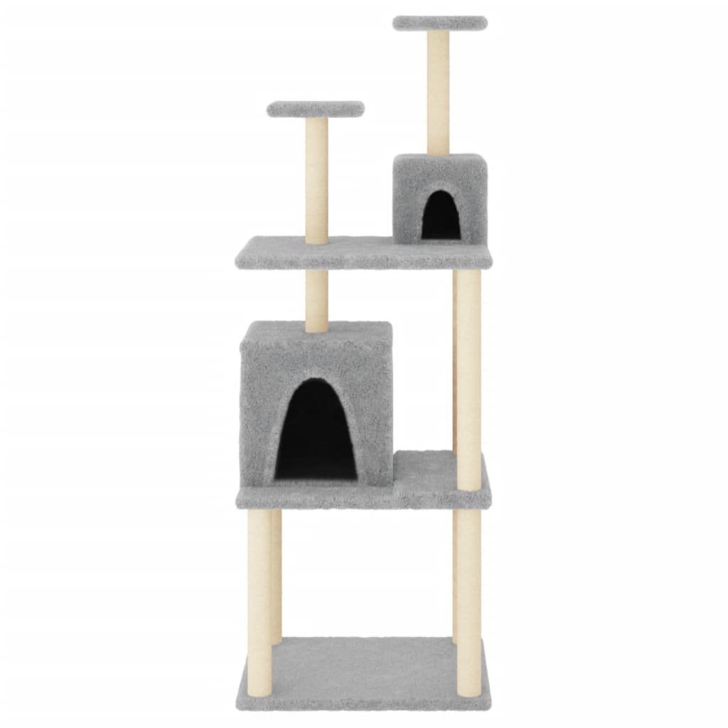 Cat Tree with Sisal Scratching Posts Light Grey 167 cm