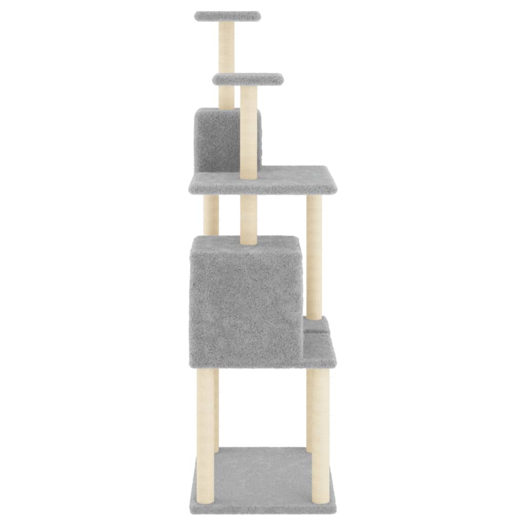 Cat Tree with Sisal Scratching Posts Light Grey 167 cm