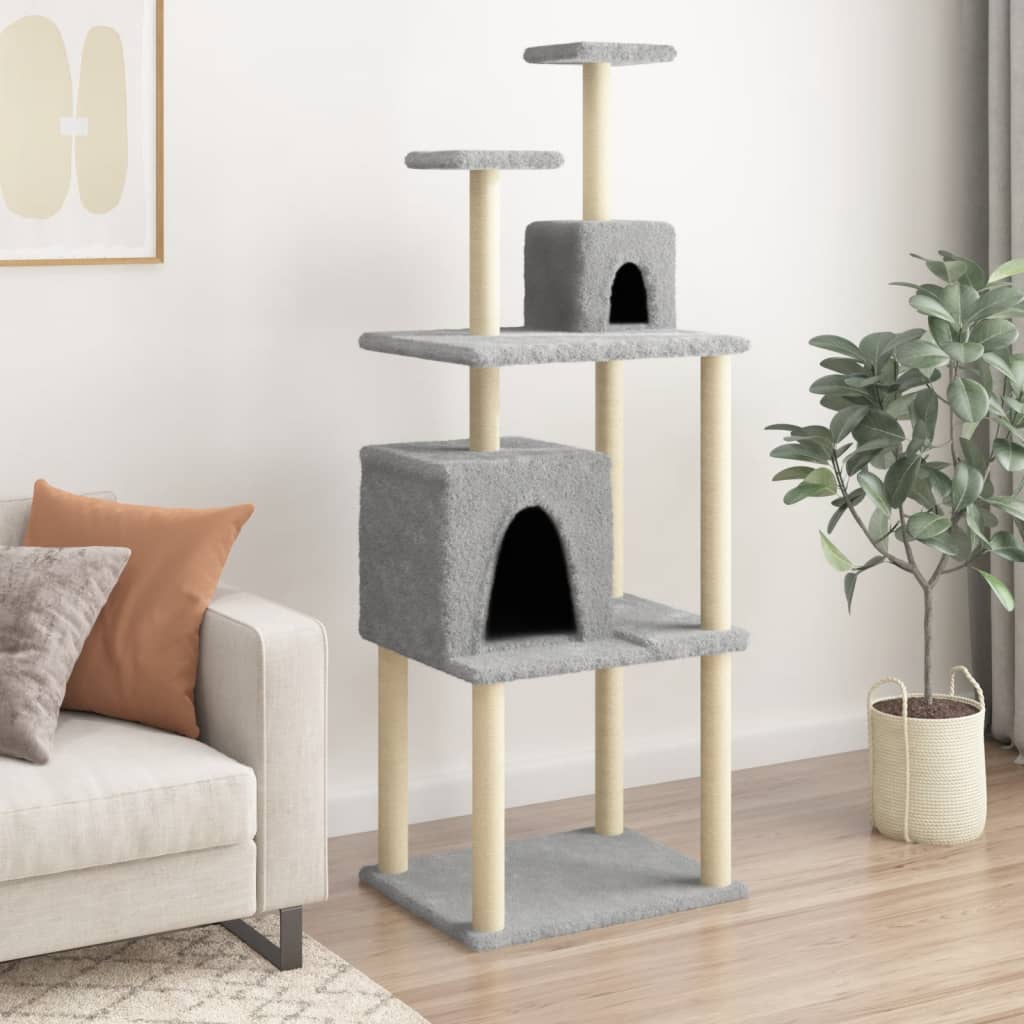 Cat Tree with Sisal Scratching Posts Light Grey 167 cm