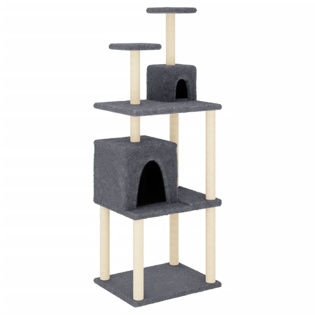 vidaXL Cat Tree with Sisal Scratching Posts Dark Grey 167 cm