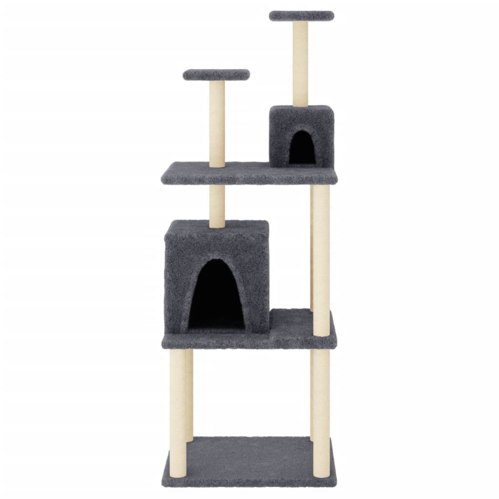 vidaXL Cat Tree with Sisal Scratching Posts Dark Grey 167 cm